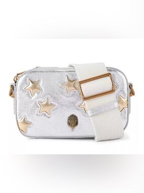 New Kurt Geiger Kensington Leather Silver & Gold Star Embellished Crossbody Bag